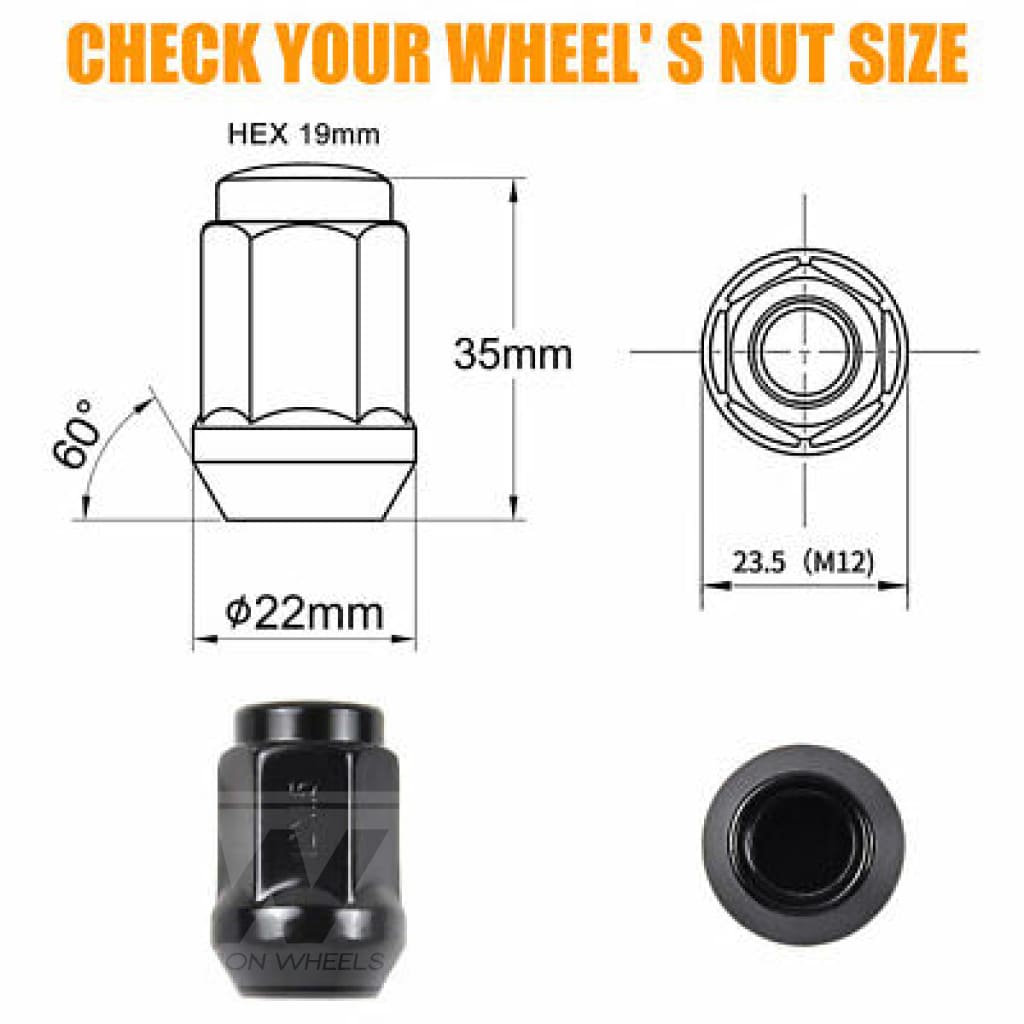 RW Chrome Acorn Lug Nut 12x1.5 35mm for Wheels